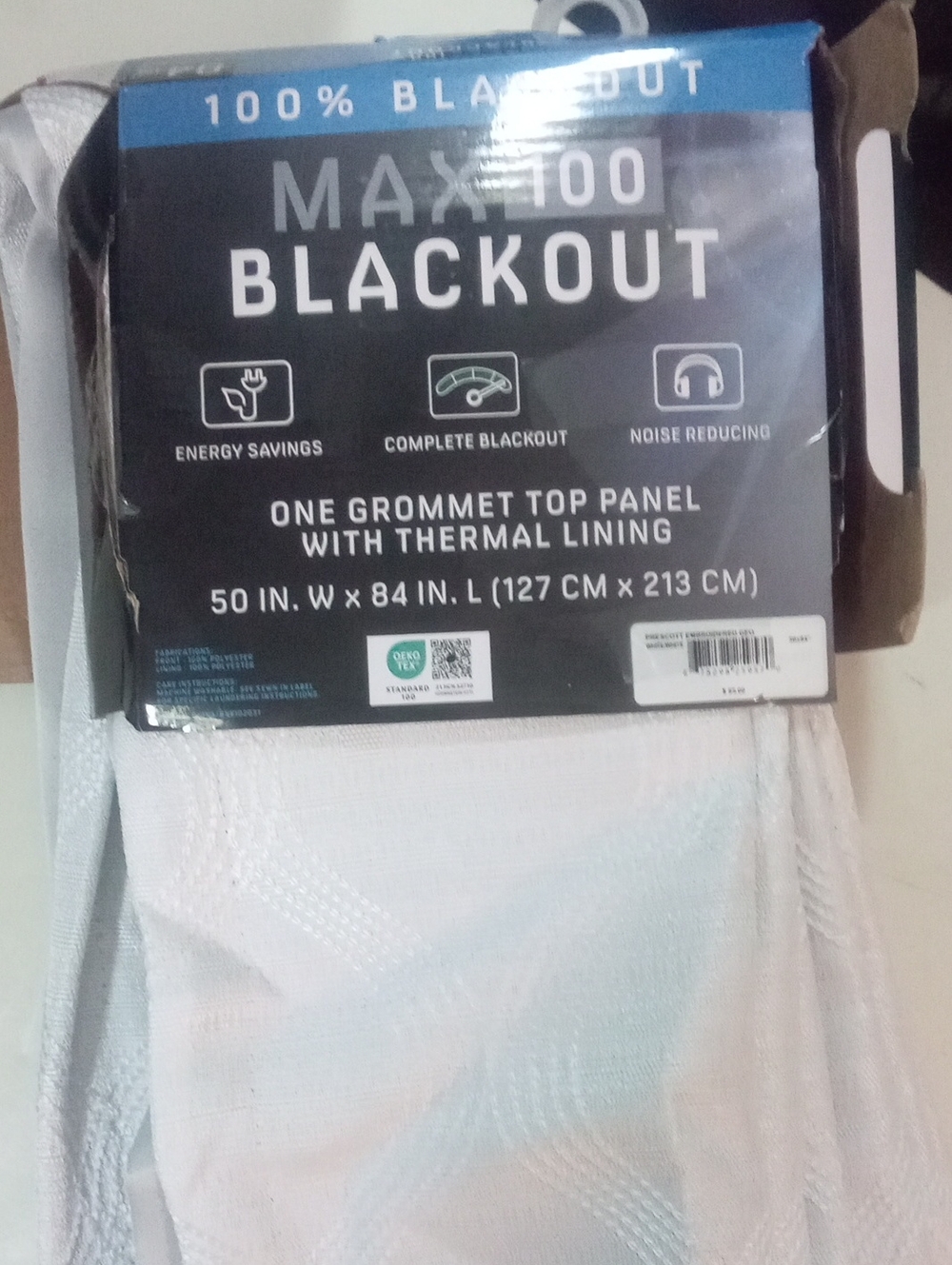Max 100 Blackout Thermal Curtain Panel Prescott White NWT $95 Embroidered 84"